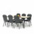 Jídelní sestava JAMIE + CHICAGO, stůl 1800×800 mm, bříza + 6 židlí, černá/černá koženka
