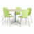 Jídelní sestava SANNA + ORLANDO, stůl Ø1100 mm, bříza + 5 židlí, zelené