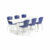Jídelní set Zadie + Milla, 1 stůl a 6 modrých židlí