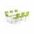 Jídelní set Zadie + Milla, 1 stůl a 6 zelených židlí
