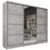 Šatní skříň LITOLARIS 250 se zrcadlem, 4 šuplíky a 2 šatními tyčemi, beton