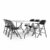 Sestava KLARA + PAISLEY, 1 skládací stůl 1530×760 mm + 6 černých skládacích židlí