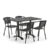Set zahradního nábytku Piazza + Capri, 1 obdélníkový stůl + 4 černé židle